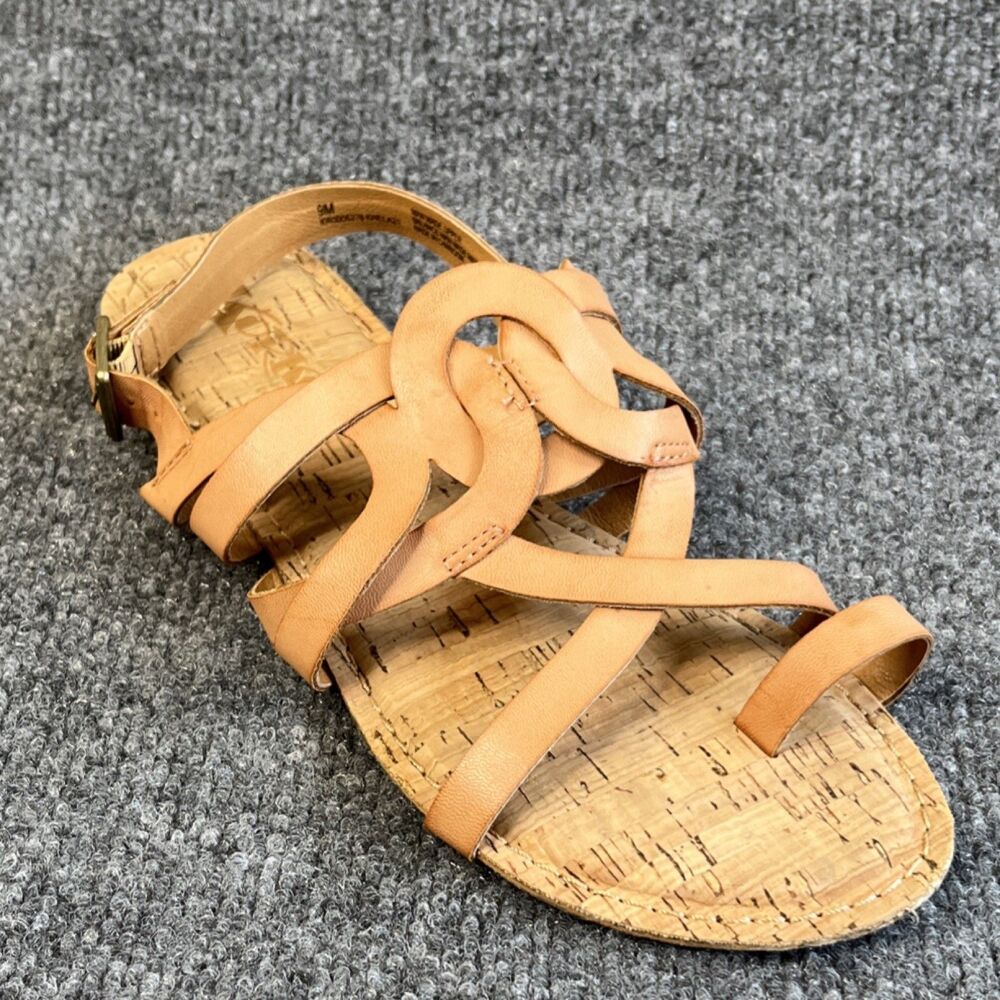 Korks Sangria Women's Strappy Buckle Sandals Beige  Size 9 Casual Rubber Sole